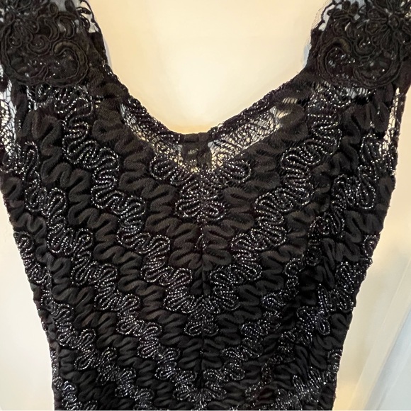 Free People - Foiled Again Fitted Black / Silver Lace Tank Mini Dress - XS - EUC - Picture 11 of 15